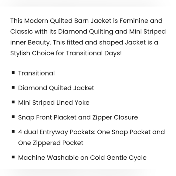 Weatherproof Modern Quilted Barn Jacket Adjustable Waist STONE HEARTH Large - Picture 11 of 11